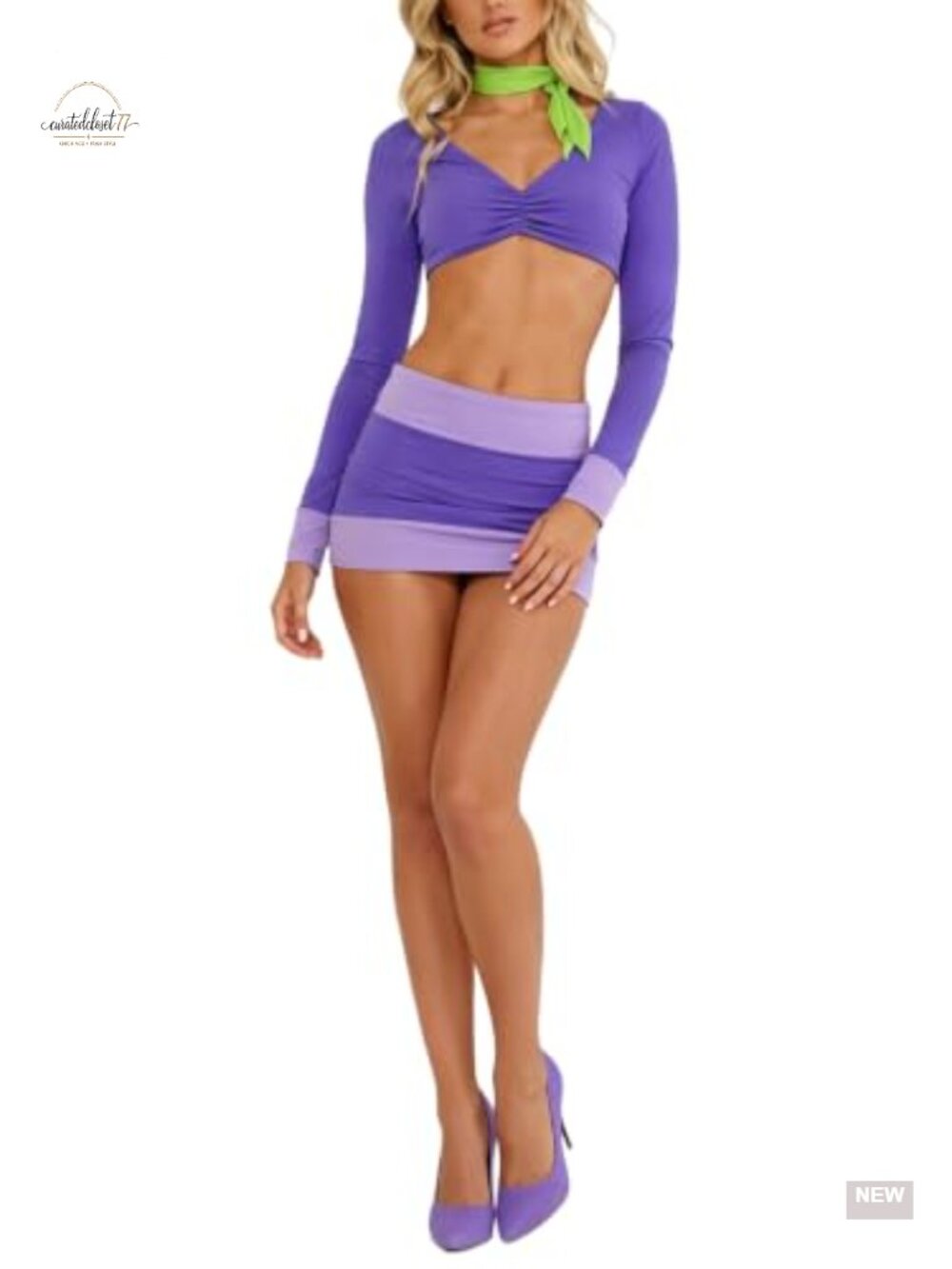 Women Halloween Velma Daphne Costume Set Polyester Spandex Cosplay